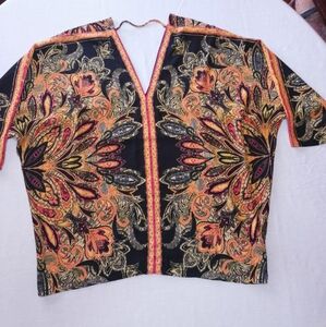 Rose & Olive V Neck Loose Fit Floral Print Blouse